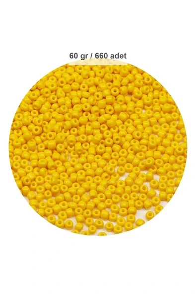 Sarı Renk 4 Mm Yaklaşık 660 Adet / 60 Gram Cam Boncuk Oya Yazma Bileklik Ve Kolye
