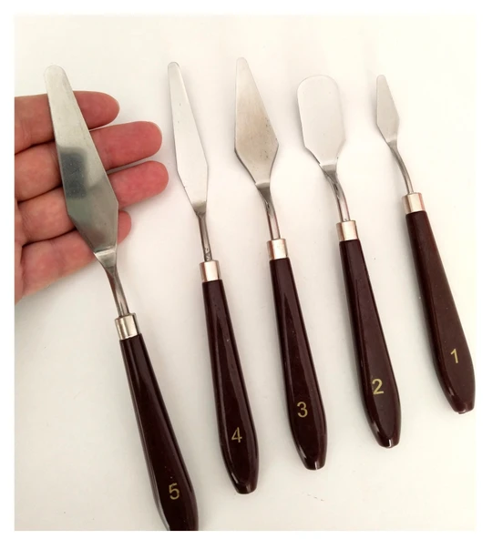 Spatula Seti Büyük Boy, Akrilik, Yağlı Boya, Pasta Süsleme, Kek Şekillendirme 5'li-ahşap set - Resim 4