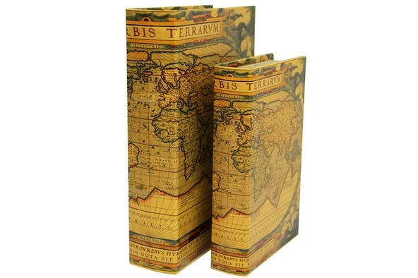 Kutu Kitap Harita 2'li Set Dekoratif Hediyelik - Resim 2