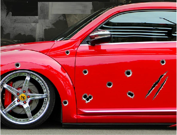 Motosiklet Araba Oto Çıkartmaları 3D kurşun Delik sticker - Resim 2