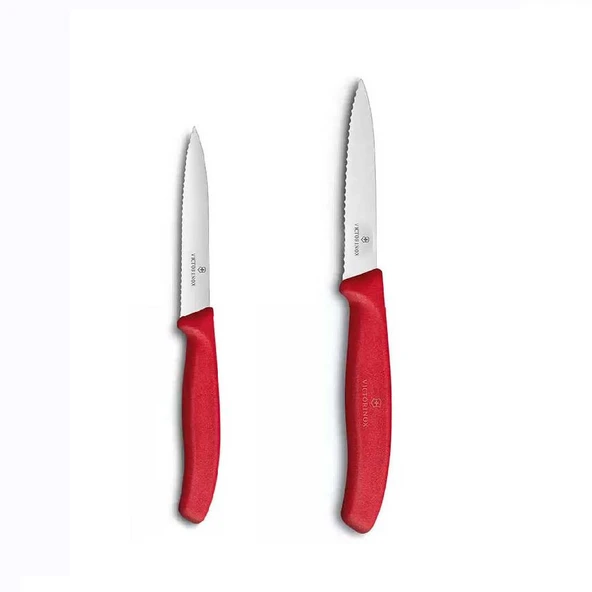 Victorinox Kırmızı Tırtıklı Soyma Bıçağı 2Li 8 CM - 10 CM - 1