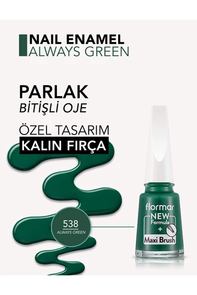 Flormar Oje Nail Enamel Always Green Fne-538 - Resim 3