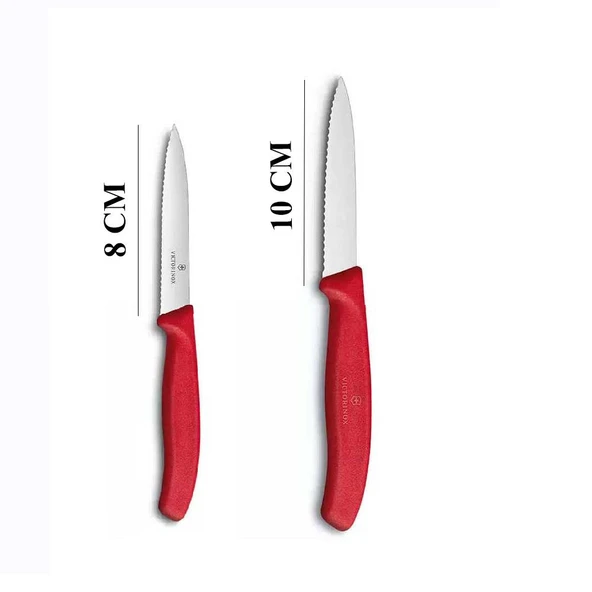 Victorinox Kırmızı Tırtıklı Soyma Bıçağı 2Li 8 CM - 10 CM - 2