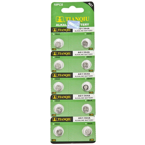 TIANQIU AG1 LR621/364 Alkalin 10'lu Düğme Pil ürün görseli 1
