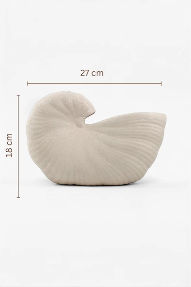 Salyangoz Seramik Bej Dekoratif Vazo (27x18 cm) - Resim 6