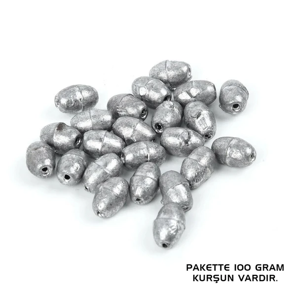 Balık Avı için Eritilebilir Gezer Olta Kurşunu - Kıstırma (Zeytin) Kurşun - 8 Gram - 100 Gr Paket