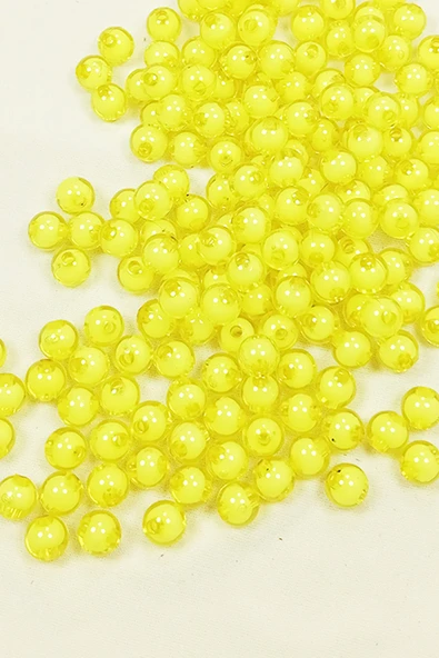 Yuvarlak Boncuk İçten Boncuklu Bileklik Çanta Boncuğu 8 Mm 50 Gr Sarı - Bnc467 - 2