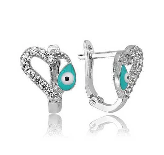 Gümüş Kalp Figürlü Çocuk Küpesi ürün görseli 1