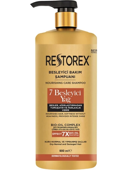 Restorex 7 Besleyici Yağ Şampuan 900 ml Kuru-Normal ve Yıpranmış Saçlar ürün görseli 1