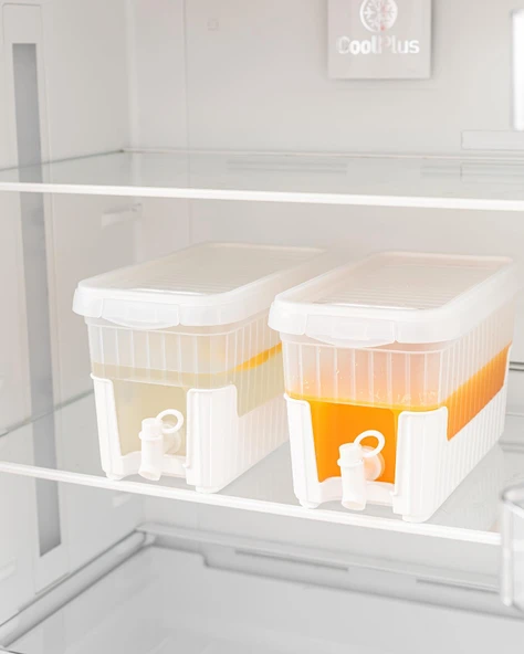 Beyaz Buzdolabı İçi Musluklu Ayaklı Su -Limonata - İçecek Sebili Piknik Bidonu 4 LT - Resim 5