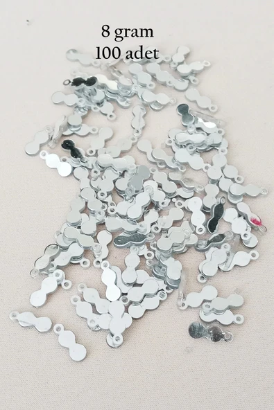Oya Abiye Bileklik Kolye Pleksi Metalik Plastik Pul Gümüş Renk 8 Gram 100 Adet - Bnc508 - 1