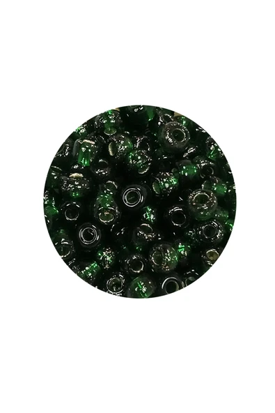 Dökme Cam Kum Boncuk Büyük Boy (6/0) 4 Mm - 20 Gram - Şeffaf Koyu Yeşil - Bnc100 - Resim 2