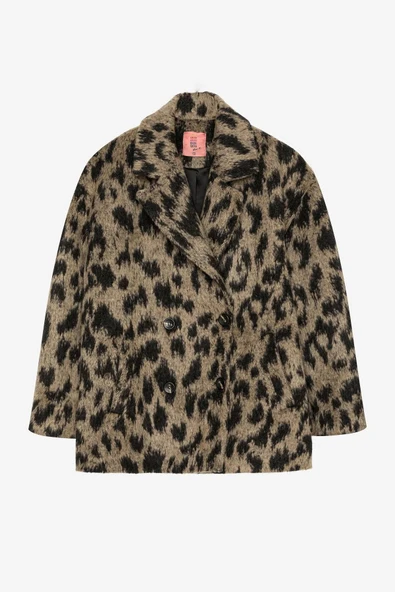 Quzu Leopar Desenli Kadın Kaban - 4