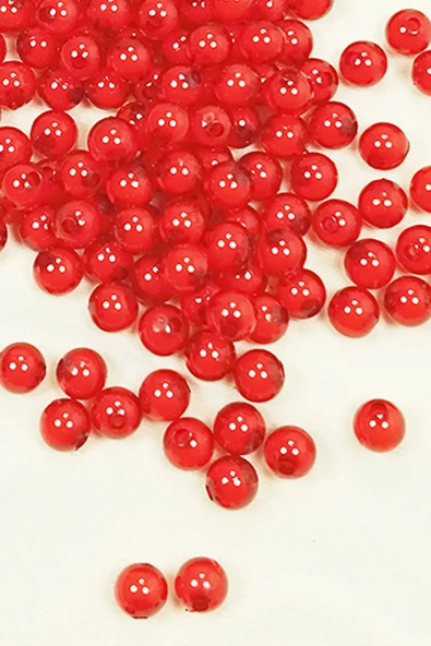 Yuvarlak Boncuk İçten Boncuklu Bileklik Çanta Boncuğu 8 Mm 50 Gr Kırmızı - Bnc473 - 2
