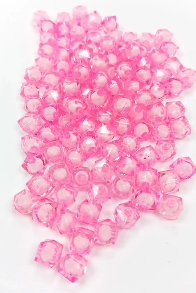 Küp Boncuk İçten Boncuklu Bileklik Çanta Boncuğu 10 Mm 50 Gr Pembe - Bnc459 ürün görseli 1