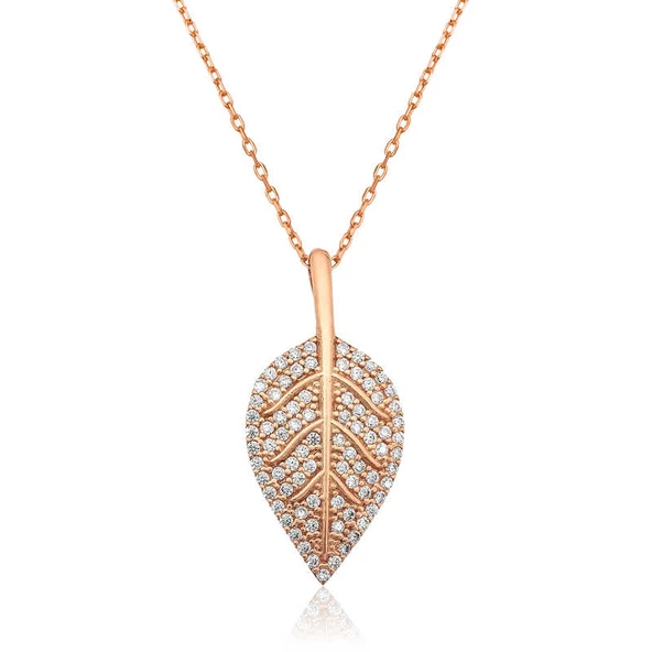 925 Ayar Gümüş Yaprak Kadın Gümüş Kolye ürün görseli 1