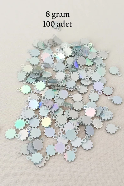 Oya Abiye Bileklik Kolye Pleksi Metalik Plastik Pul Gümüş Renk 8 Gram 100 Adet - Bnc518