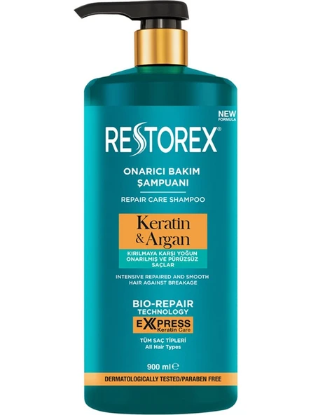 Restorex Keratin & Argan Şampuan 900 ml Tüm Saç Tipleri ürün görseli 1