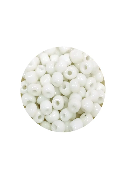 Dökme Cam Kum Boncuk Büyük Boy (6/0) 4 Mm - 60 Gram - Beyaz - Bnc111 - Resim 2