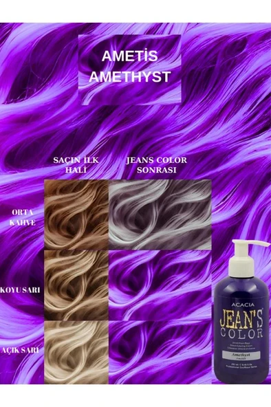 Jeans Color Amonyaksız Kokusuz Su Bazlı Saç Boyası 250 Ml Ametist Amethyst Hair Dye ürün görseli 1