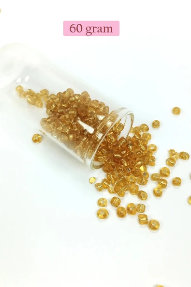 Dökme Cam Kum Boncuk Büyük Boy (6/0) 4 Mm - 60 Gram - Şeffaf Bal - Bnc119 - 1
