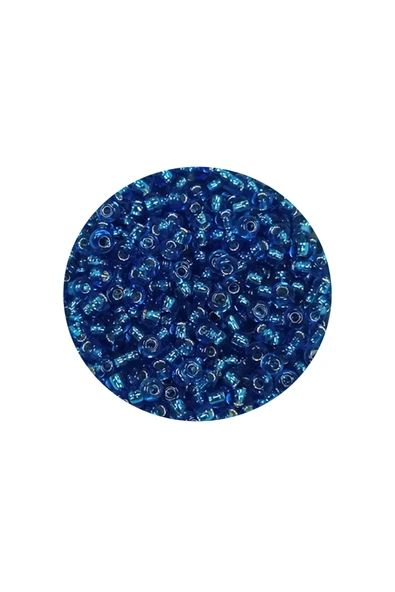 Dökme Cam Kum Boncuk (11/0) 2 Mm - 60 Gram -  Şeffaf Mavi - Bnc042 - 2