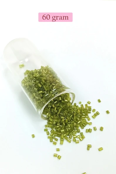Kesme Cam Boncuk 2mm - 60 Gram - Şeffaf Çimen Yeşili - Bnc393 ürün görseli 1