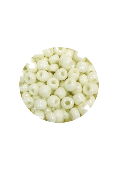 Dökme Cam Kum Boncuk Büyük Boy (6/0) 4 Mm - 60 Gram - Krem - Bnc107 - 2