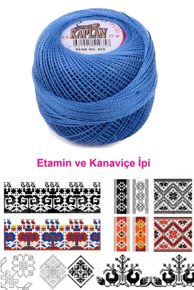 Kaplan Etamin Ve Kanaviçe İpi 8 No Kod/renk: 820 - Royaleks - Resim 2