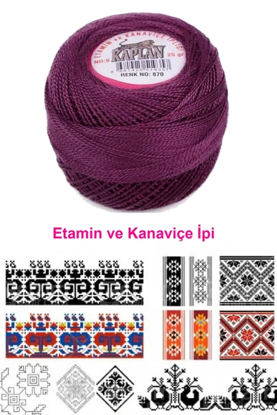 Kaplan Etamin Ve Kanaviçe İpi 8 No Kod/renk: 870 - Royaleks - 2