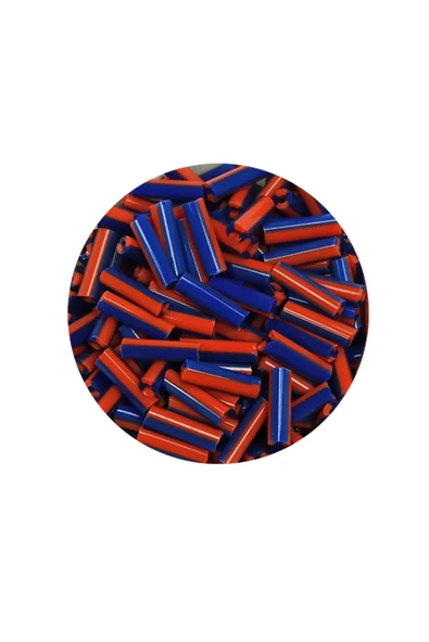 Uzun Boru Kesme Boncuk Çap 2mm Uzunluk 10 Mm - 20 Gram - Turuncu Mavi - Bnc238 - Resim 2