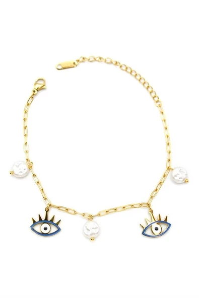 İnci Göz Bileklik - Altın