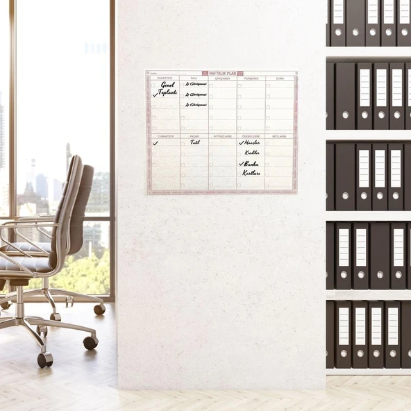 Kendiliğinden Yapışkanlı Kalemli Haftalık Planlayıcı Şeffaf  40cm-50cm - Resim 3