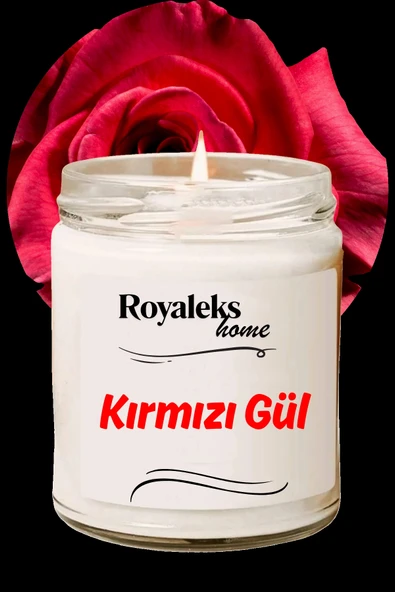 Doğal Özel Seri Kokulu Dekoratif Kavanoz Mum 210 Cc - Kırmızı Gül Esansı - Ryl