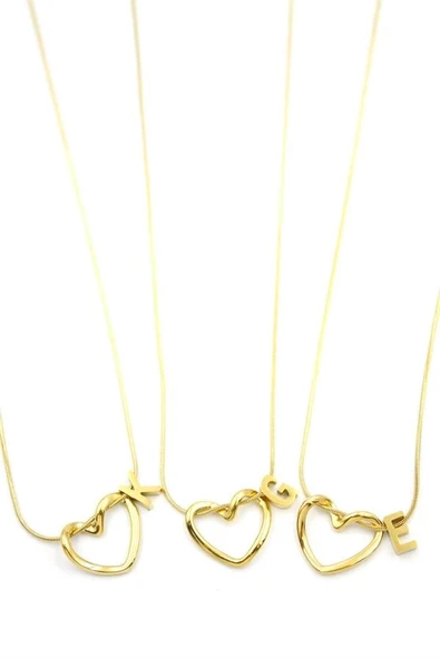 24'lü Kalp Harf Kolye - Altın - 2