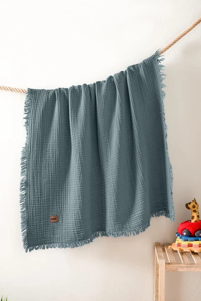 Kanz Bebek 4 Kat Müslin Örtü Knz-027 İndigo