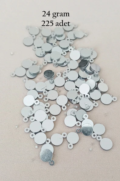 Oya Abiye Bileklik Kolye Pleksi Metalik Plastik Pul Gümüş Renk 24 Gram 225 Adet - Bnc580