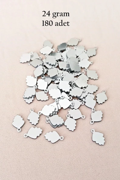 Oya Abiye Bileklik Kolye Pleksi Metalik Plastik Pul Gümüş Renk 24 Gram 180 Adet - Bnc564