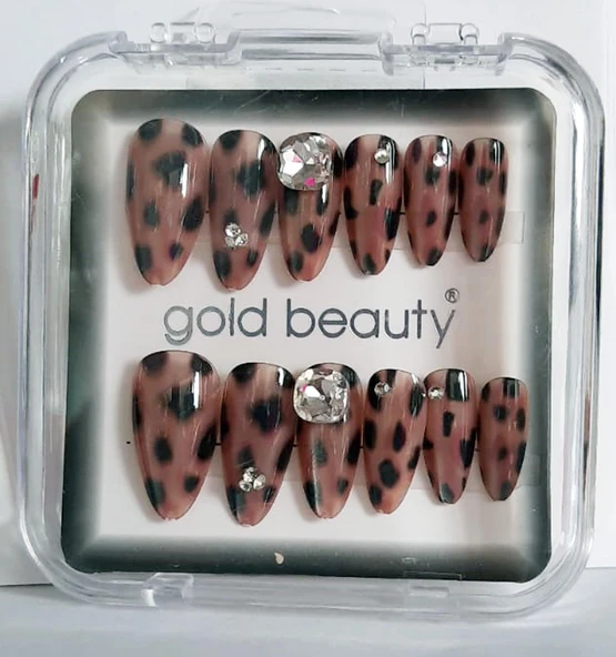 Gold Beauty Kedi Gözü Takma Tırnak 12 li EP-1527 - 9 Leopar - 1