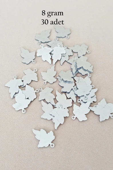 Oya Abiye Bileklik Kolye Pleksi Metalik Plastik Pul Gümüş Renk 8 Gram 30 Adet - Bnc532