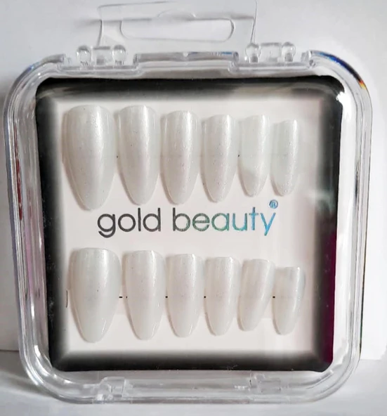 Gold Beauty Kedi Gözü Takma Tırnak 12 li EP-1527 - 7 Sedefli Beyaz - 1
