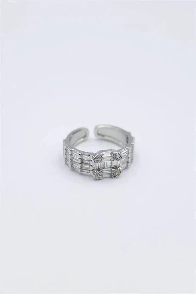 Baget Taşlı Yüzük - Gümüş