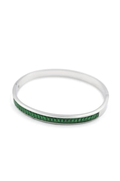 Baget Taşlı Bilezik - Yeşil - Resim 2