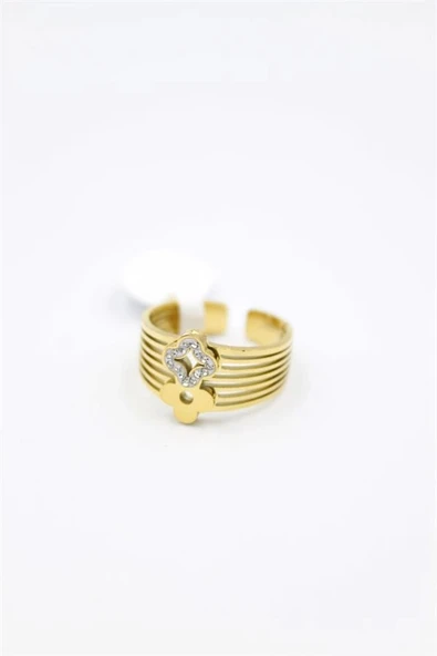 6'lı Taşlı Yonca Yüzük - Altın