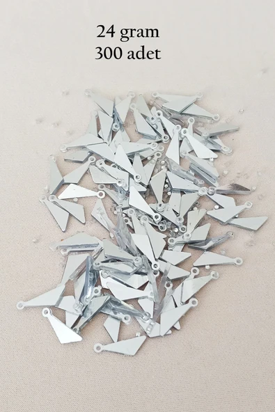 Oya Abiye Bileklik Kolye Pleksi Metalik Plastik Pul Gümüş Renk 24 Gram 300 Adet - Bnc593 - 1