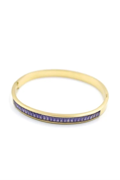 Baget Taşlı Bilezik - Mor - Resim 2