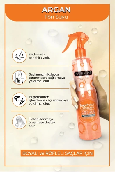 Argan Çift Fazlı Kondisyoner Fön Suyu 400 Ml  - Mrfs - 3
