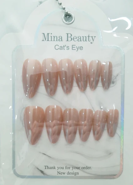 Mina Beauty Kedi Gözü Takma Tırnak 12 li Parlak Bakır - 1