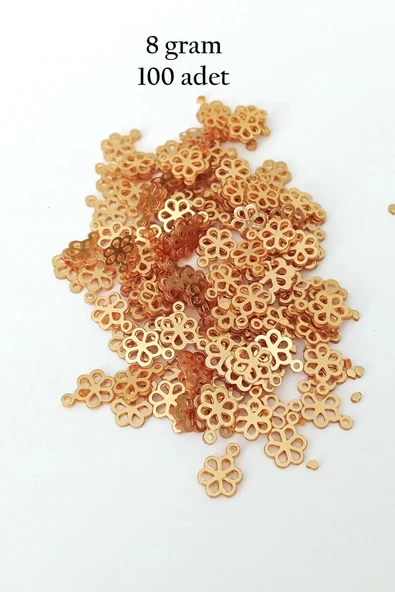 Oya Abiye Bileklik Kolye Pleksi Metalik Plastik Pul Altın Renk 8 Gram 100 Adet - Bnc479
