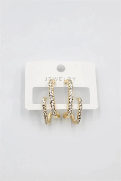 Taşlı Küpe - Altın